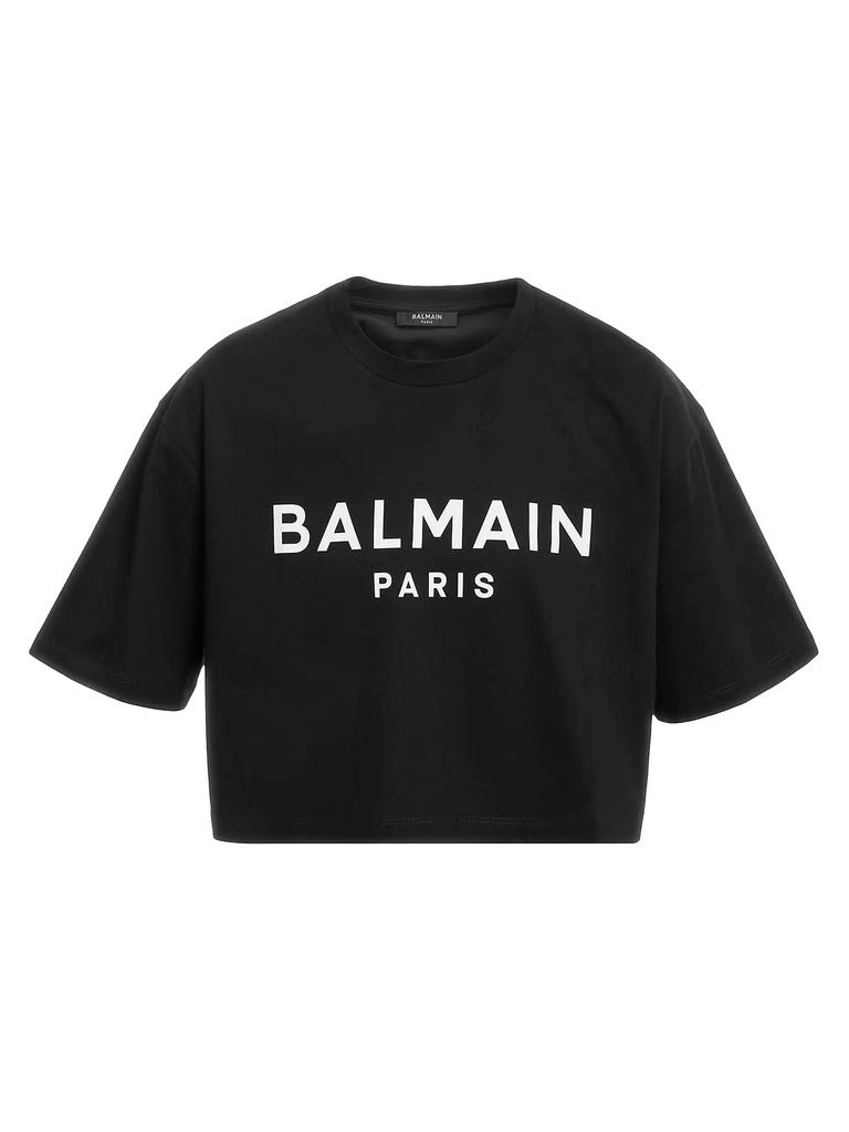 Balmain Logo Crop T-Shirt 1