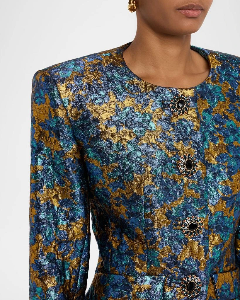 Yves Saint Laurent Metallic Floral Brocade Single-Breasted Jacket 5