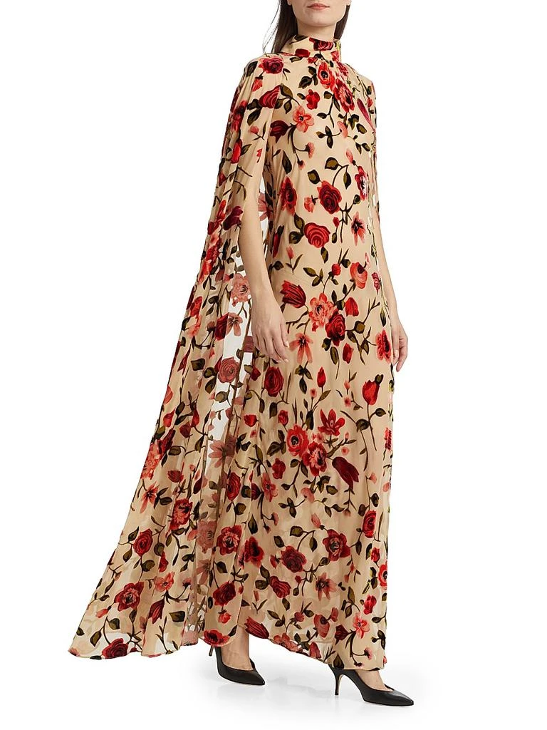 Rodarte Floral Velvet Devoré Cape Gown 2
