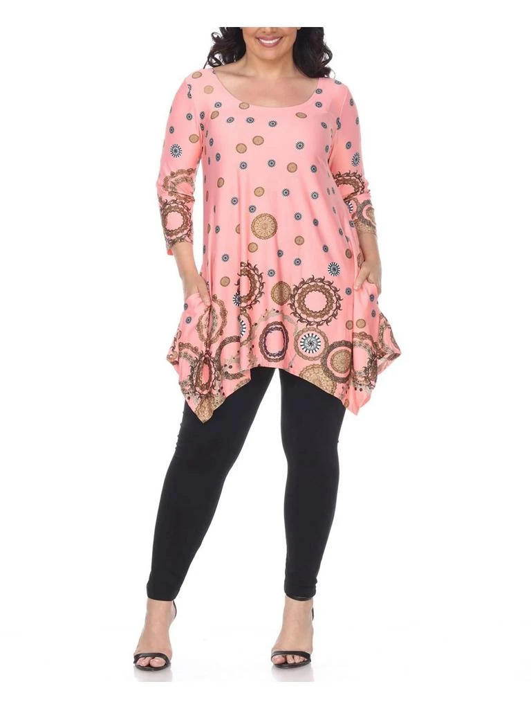 White Mark Plus Womens Sharkbite Hem Floral Tunic Top 10