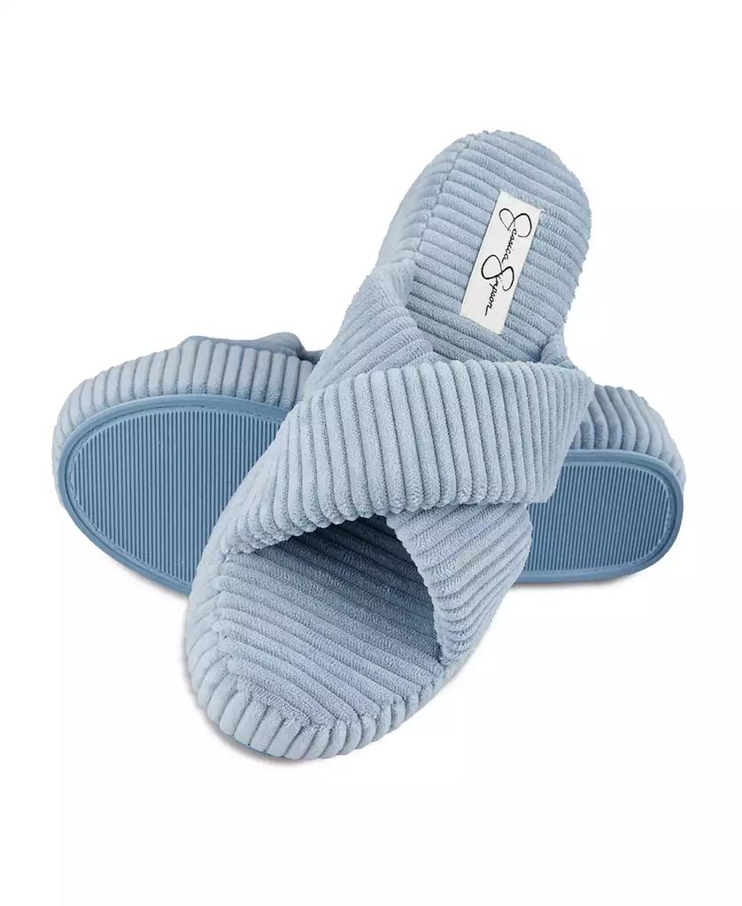 Jessica Simpson Women's Ribbed Terry Cross Band Slide Platform