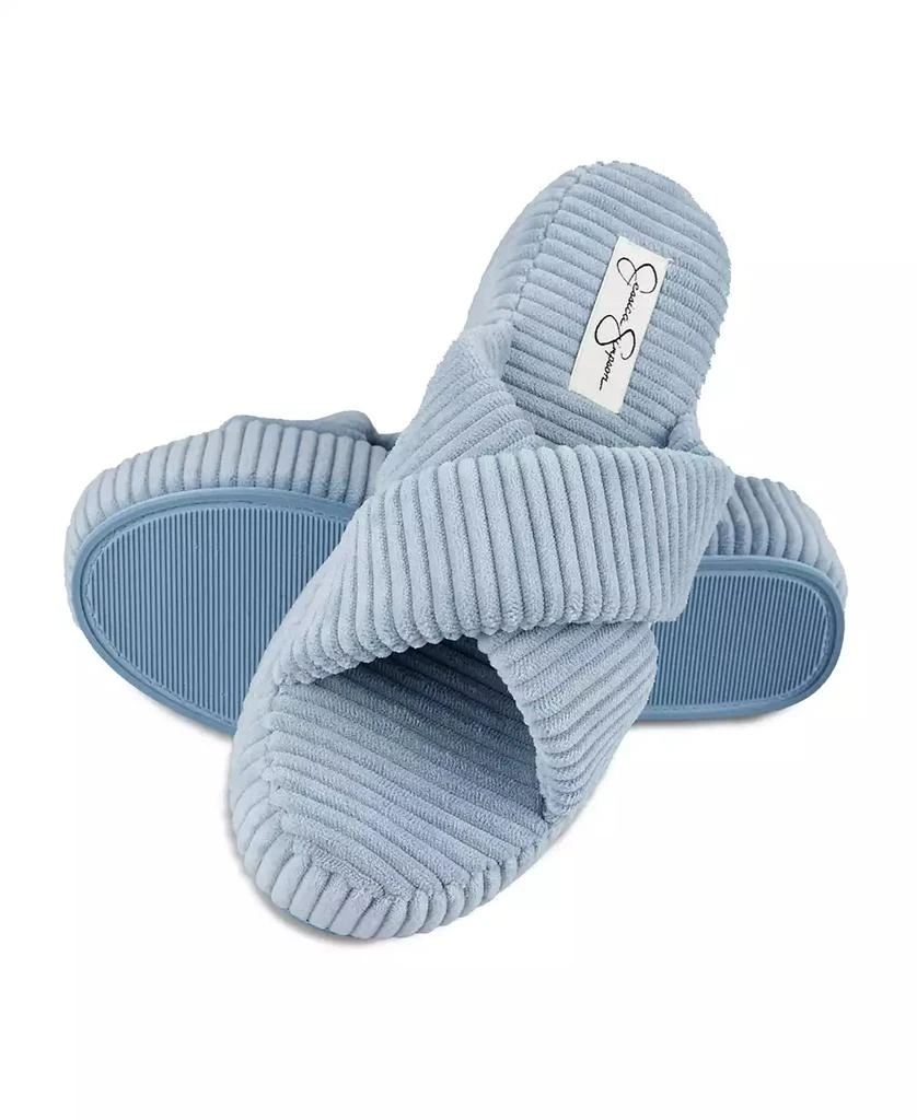 Jessica Simpson Women's Ribbed Terry Cross Band Slide Platform Slipper 2