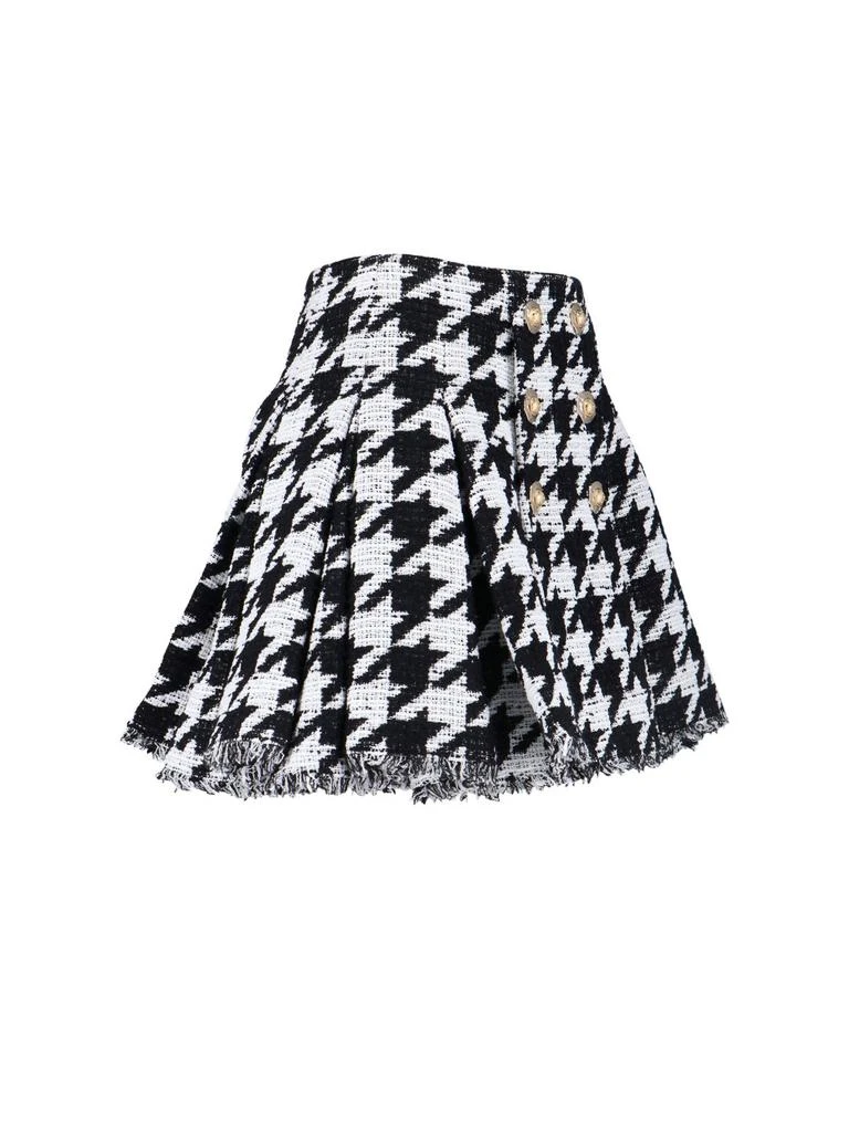 Balmain Balmain Button Embellished Houndstooth Tweed Mini Skirt 3