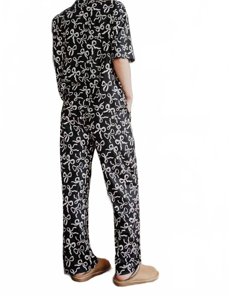 Katydid Bow Print Pajama Pants Set In Black 2