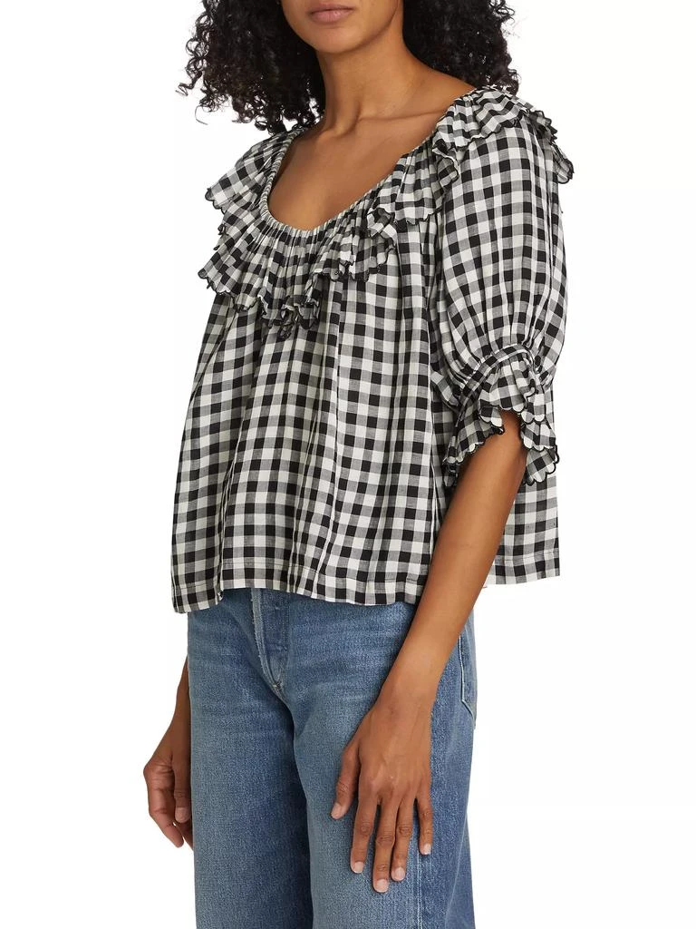DÔEN Samara Gingham Ruffled Top 4
