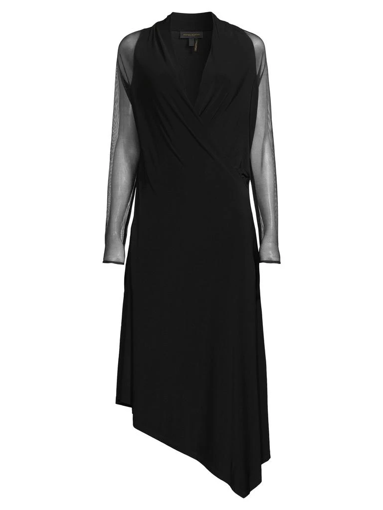 donna karan asymmetrical midi dress Donna Karan Women's Floral Collared Neck Shirt Dress - Black