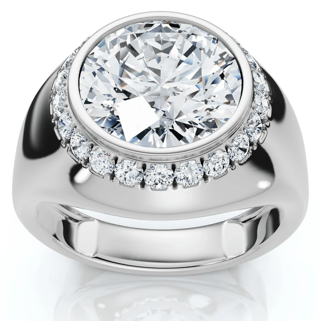 Pompeii3 Certified 3 1/3Ct Men
s Bezel Set Diamond Halo Signet Ring 14k Gold Lab Grown 5
