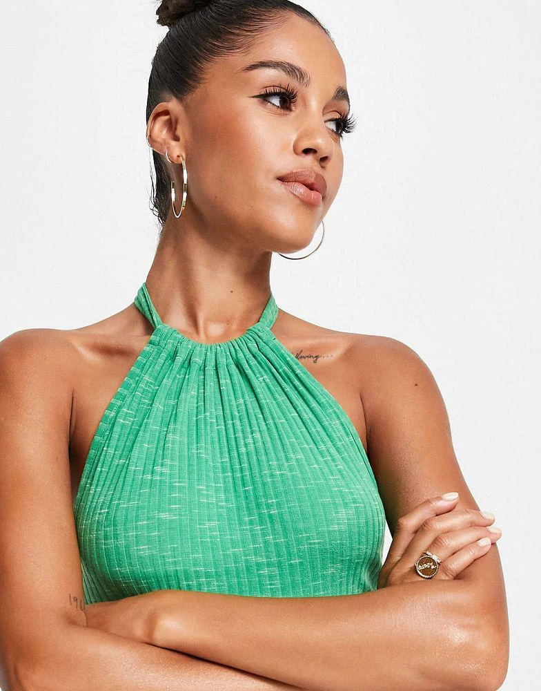 AsYou ASYOU space dye halter top co-ord in green 3