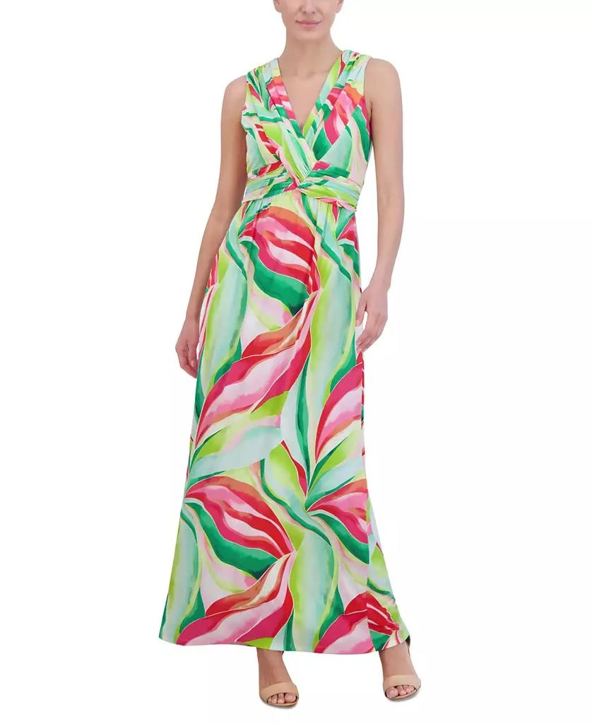 Jessica Howard Women's Sleeveless V-Neck Knot-Front Maxi Dress 7