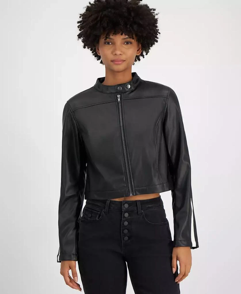 Tinseltown Juniors' Faux-Leather Long-Sleeve Moto Jacket 4