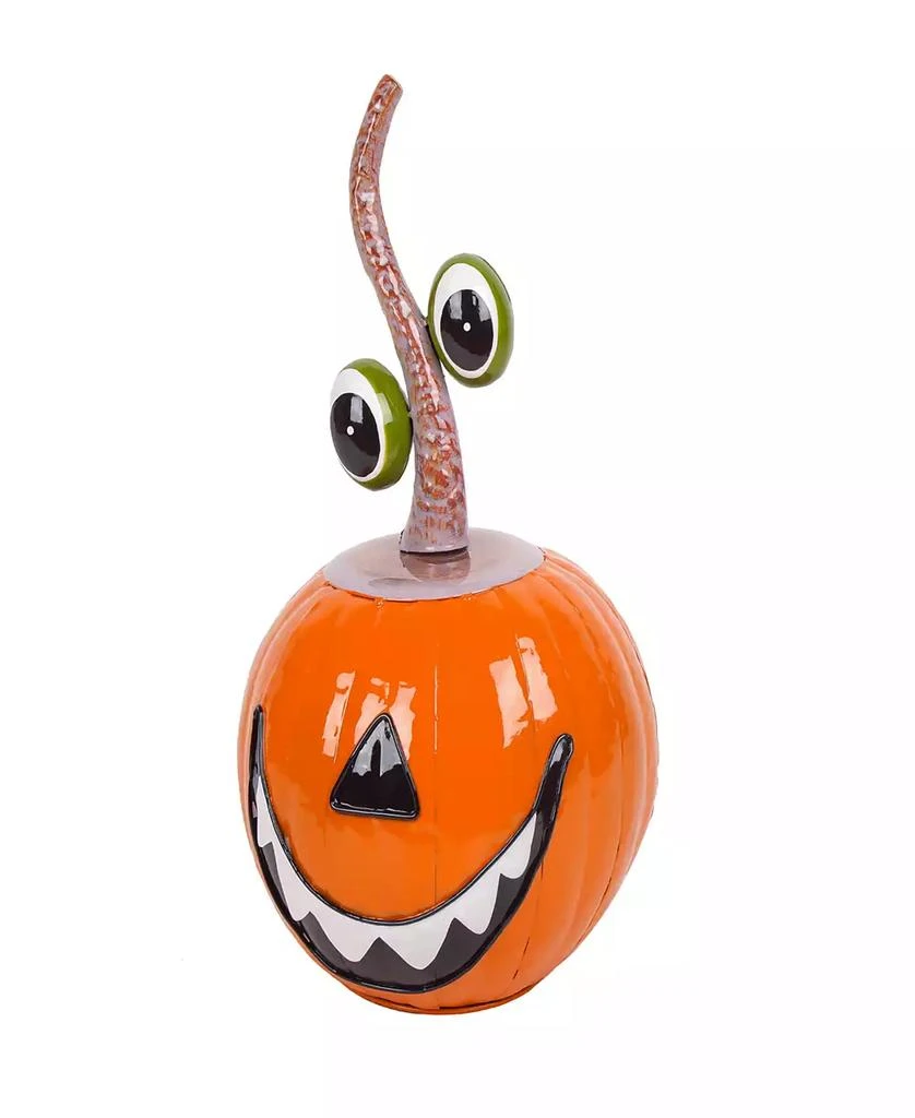 National Tree Company 15" Halloween Decoration, Floating Eyes Metal Pumpkin with Gloss Finish, Orange 4