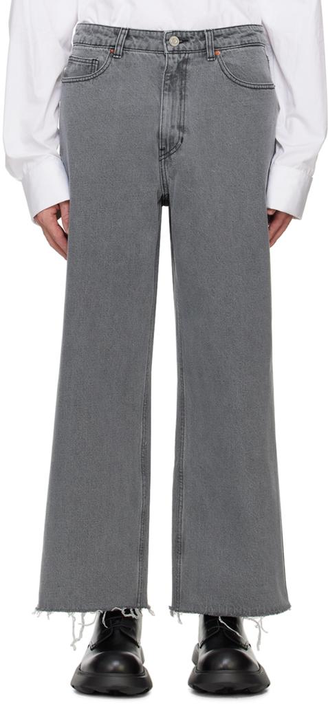 Recto Gray Low Rise Wide Jeans