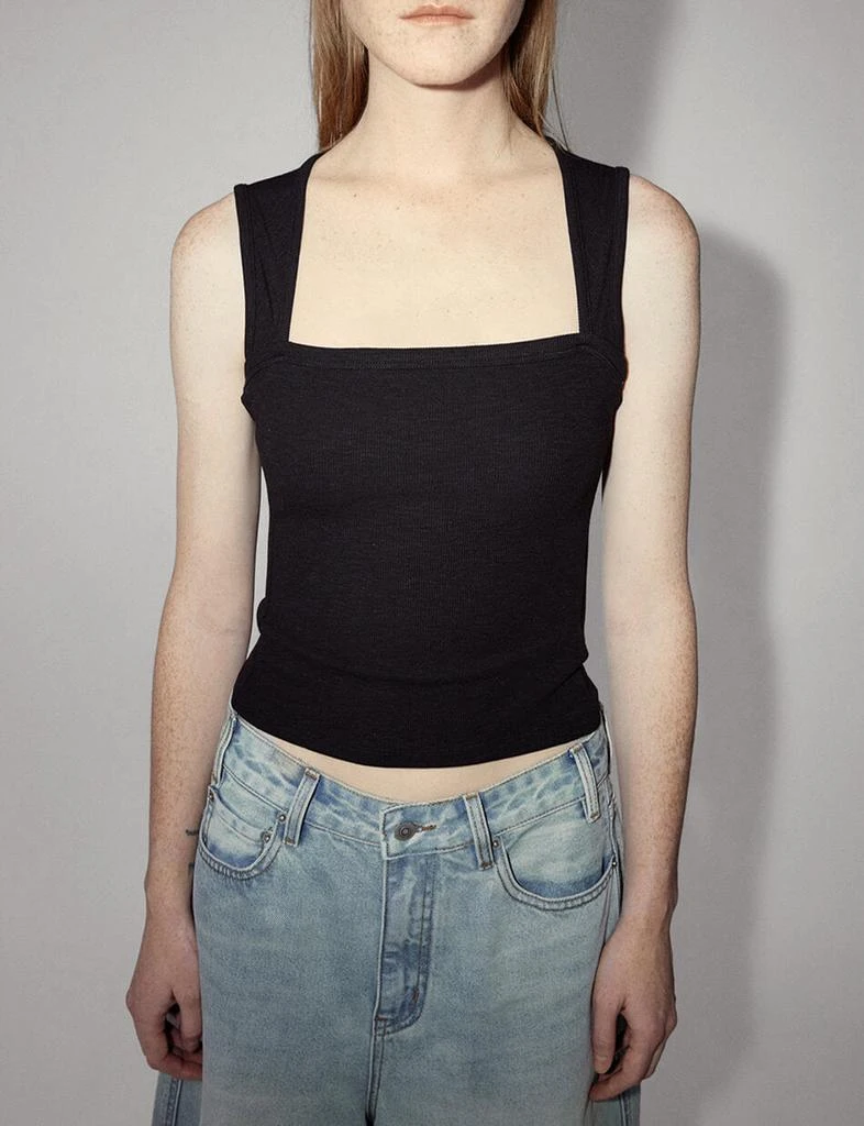 Pixie Market Black Square Neck Tank Top 6