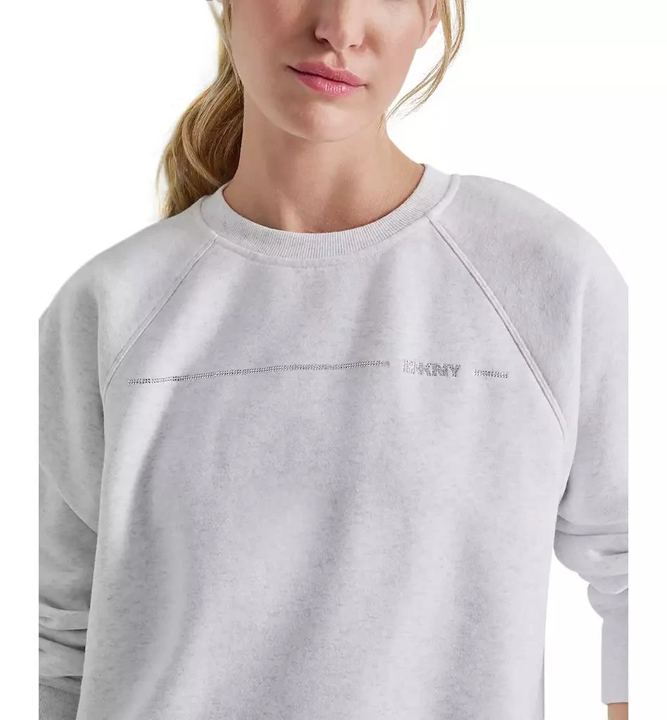 DKNY Women's Rhinestone Logo Fleece Sweatshirt 4