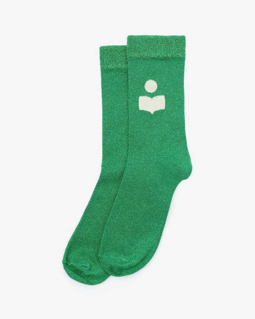 ISABEL MARANT ISABEL MARANT, SLAZIA LOGO SOCKS - Women - Green - OneSize 1