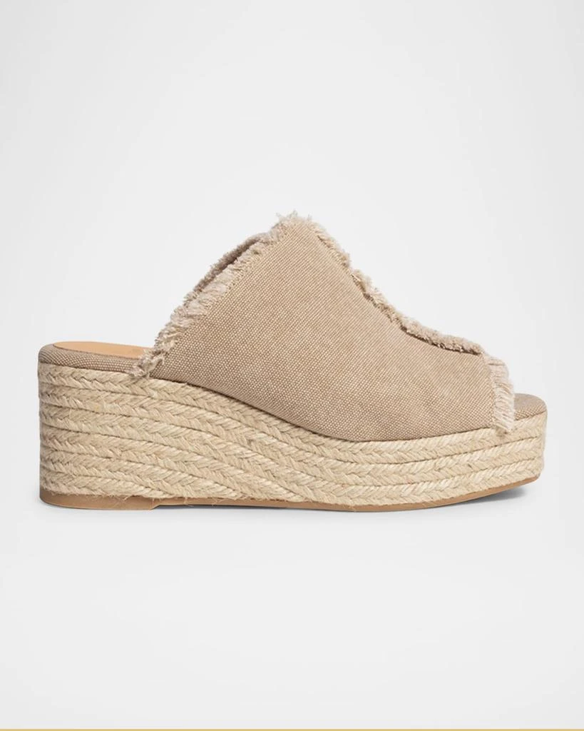 Castaner Queral Frayed Canvas Wedge Espadrille Mules 1