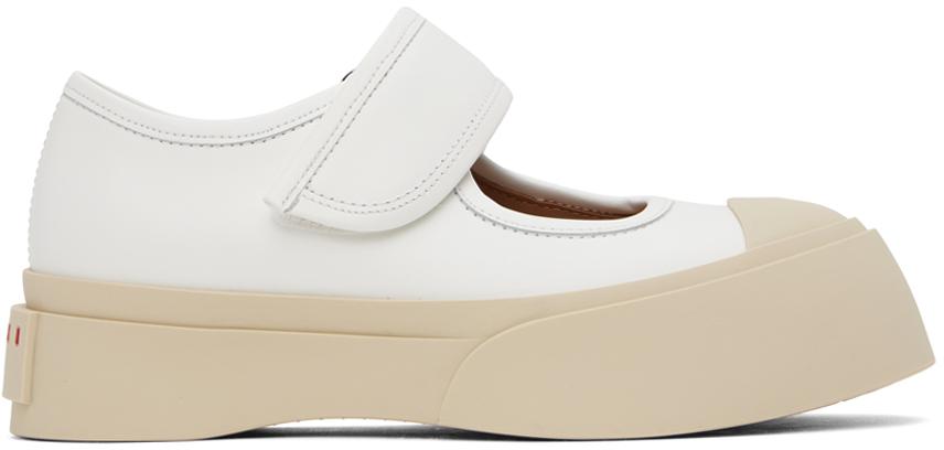 Marni White Mary Jane Ballerina Flats