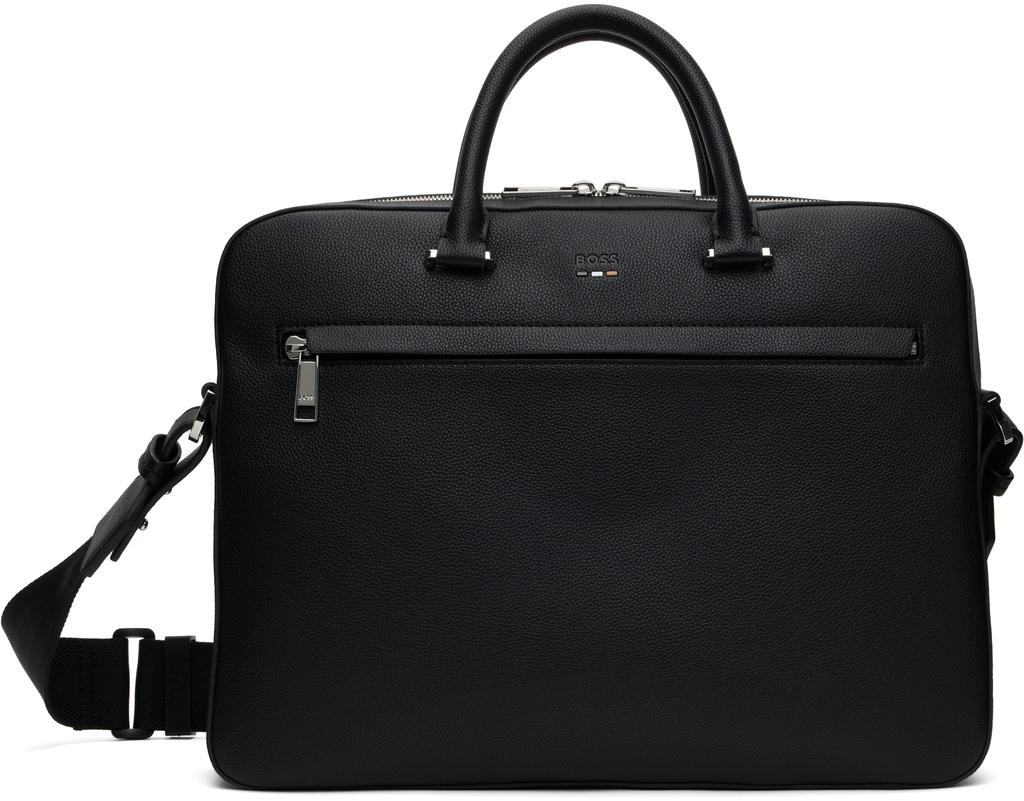 Hugo Boss Black Pebble-Grained Faux-Leather Briefcase