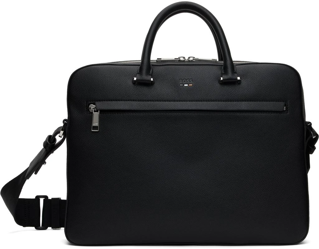 Hugo Boss Black Pebble-Grained Faux-Leather Briefcase 1