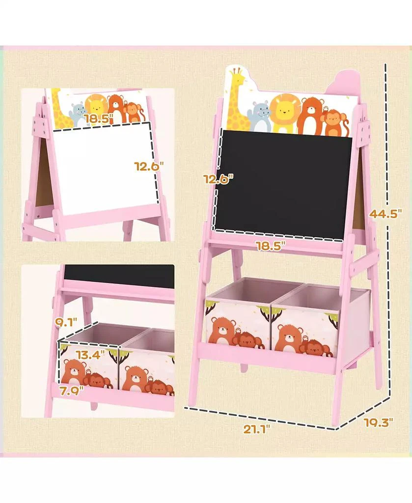 HONGGE Double Sided Kids Art Easel with Whiteboard and Chalkboard 3