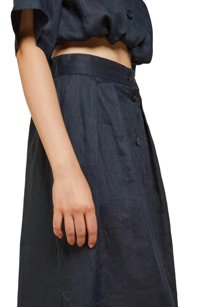 Ottod'Ame Linen Long Skirt In Navy Blue 4