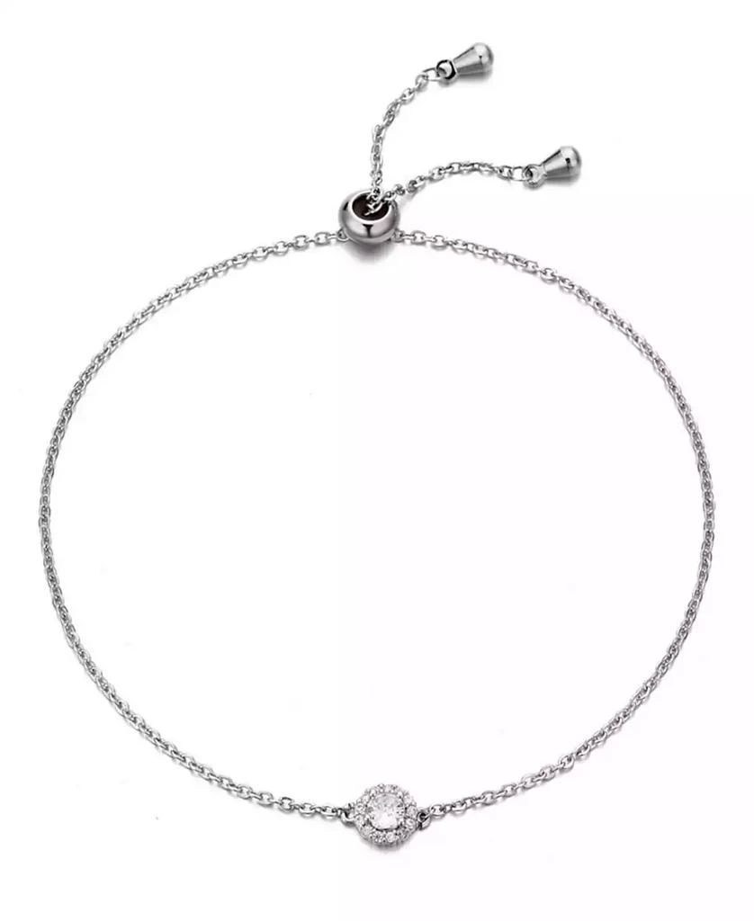 ADORNIA Silver CZ Halo Bolo Bracelet