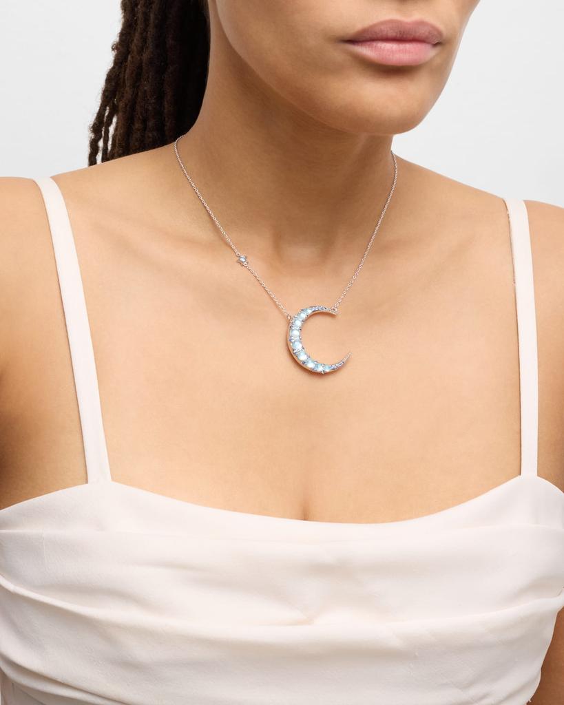 Monica Rich Kosann Sterling Silver Blue Topaz Crescent Moon Statement Necklace