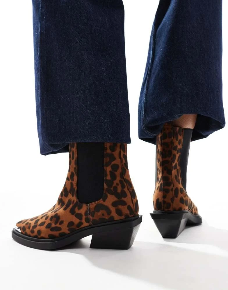 ASOS ASOS DESIGN Aruba flat western boots with toe cap detail in leopard 3