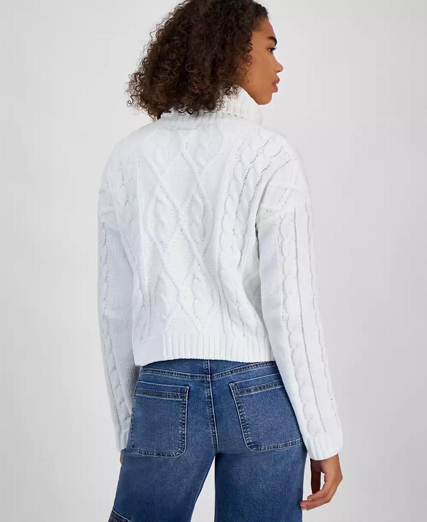 Hippie Rose Hippe Rose Juniors' Cropped Cable-Knit Turtleneck Sweater