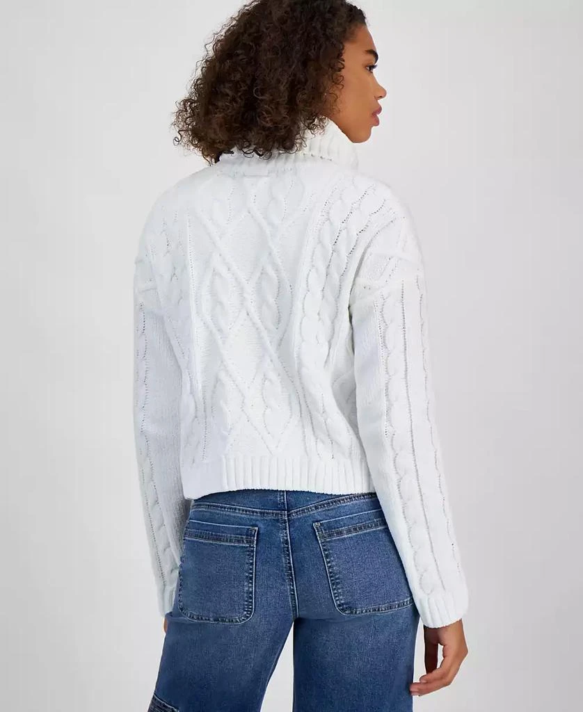 Hippie Rose Hippe Rose Juniors' Cropped Cable-Knit Turtleneck Sweater 2