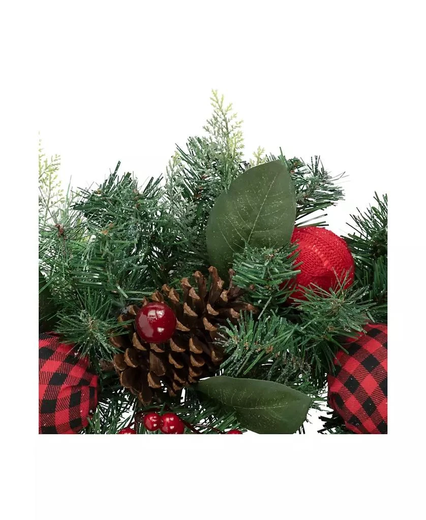 Northlight Pine Artificial Christmas Wreath with Bows and Plaid Ornaments 24" Unlit 4