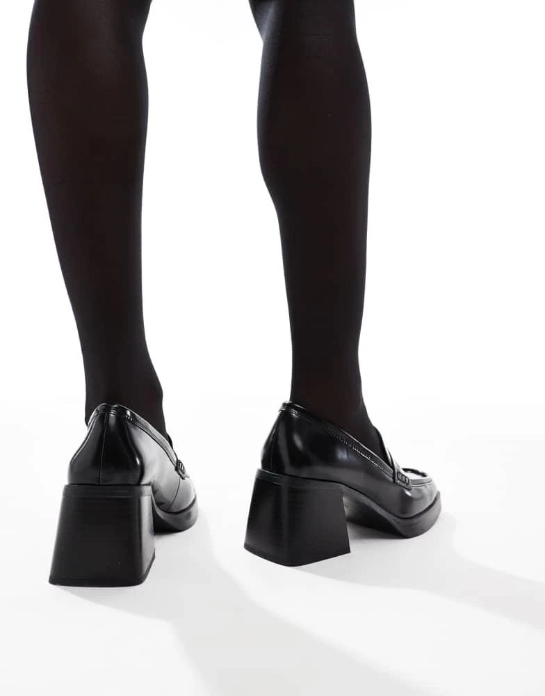 Bershka Bershka faux leather loafers in black 3