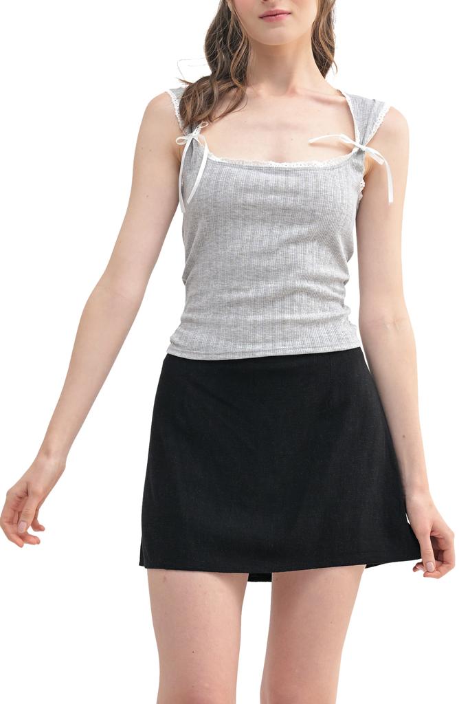 Lush Lace Trim Tie Bow Tank