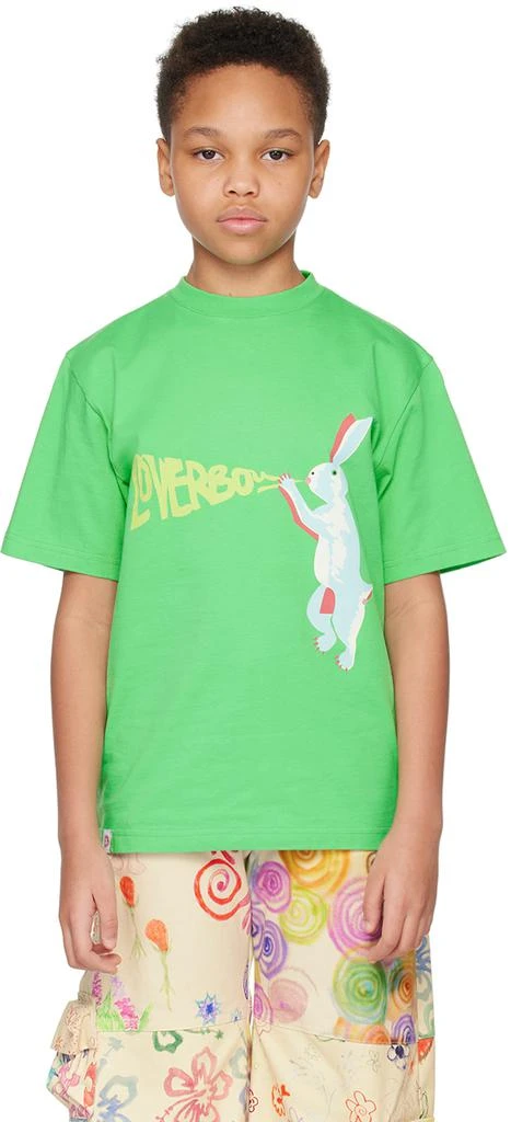 Charles Jeffrey Loverboy Kids Green Printed T-Shirt 1