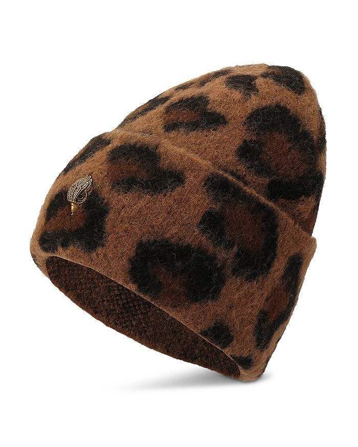 Kurt Geiger Fuzzy Leopard Print Beanie - Hats - Free  display picture 1