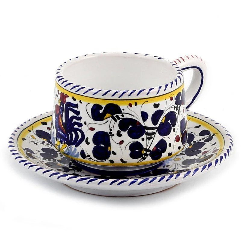 Artistica - Deruta of Italy Orvieto Blue Rooster: Cup and Saucer 2