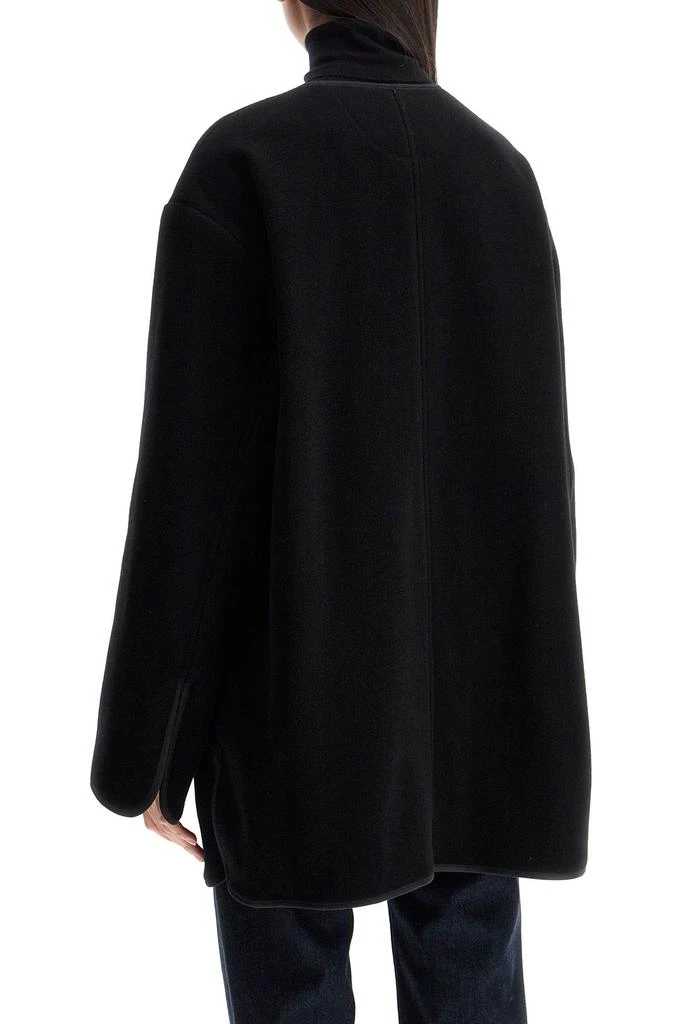 Totême black wool felt high collar jacket with zip 3