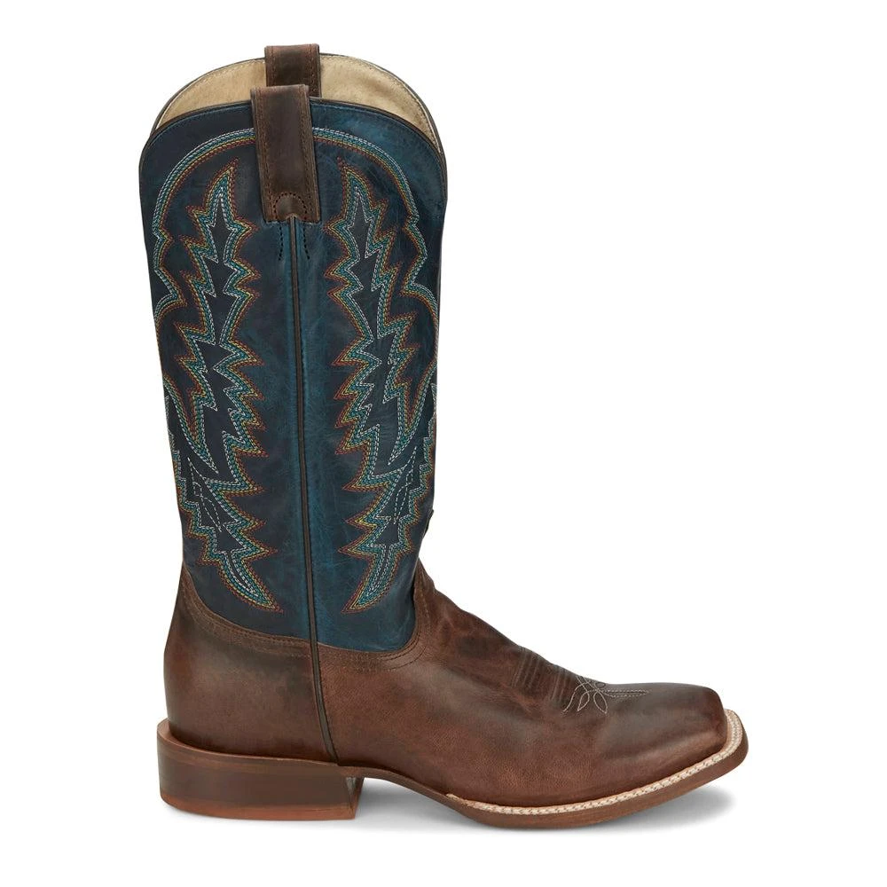 Tony Lama Camarillo Embroidered Wide Square Toe Pull On Cowboy Boots 1