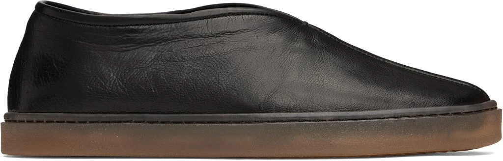 Lemaire Black Linoleum Piped Loafers 1