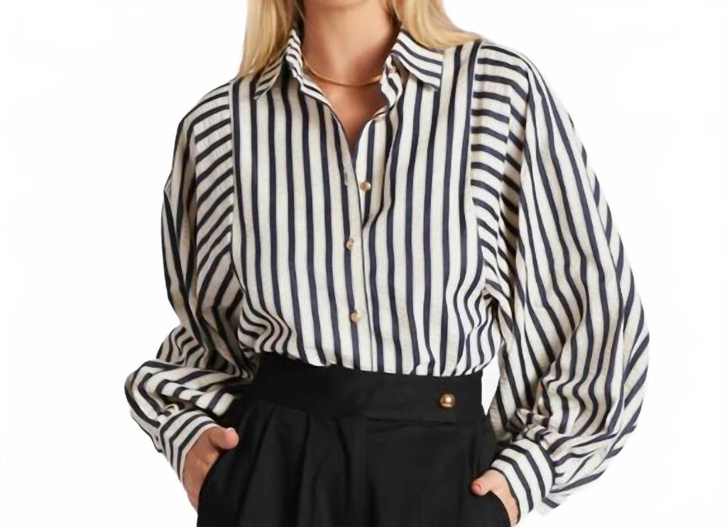 Bishop + Young Aly Dolman Top In Navy Stripe