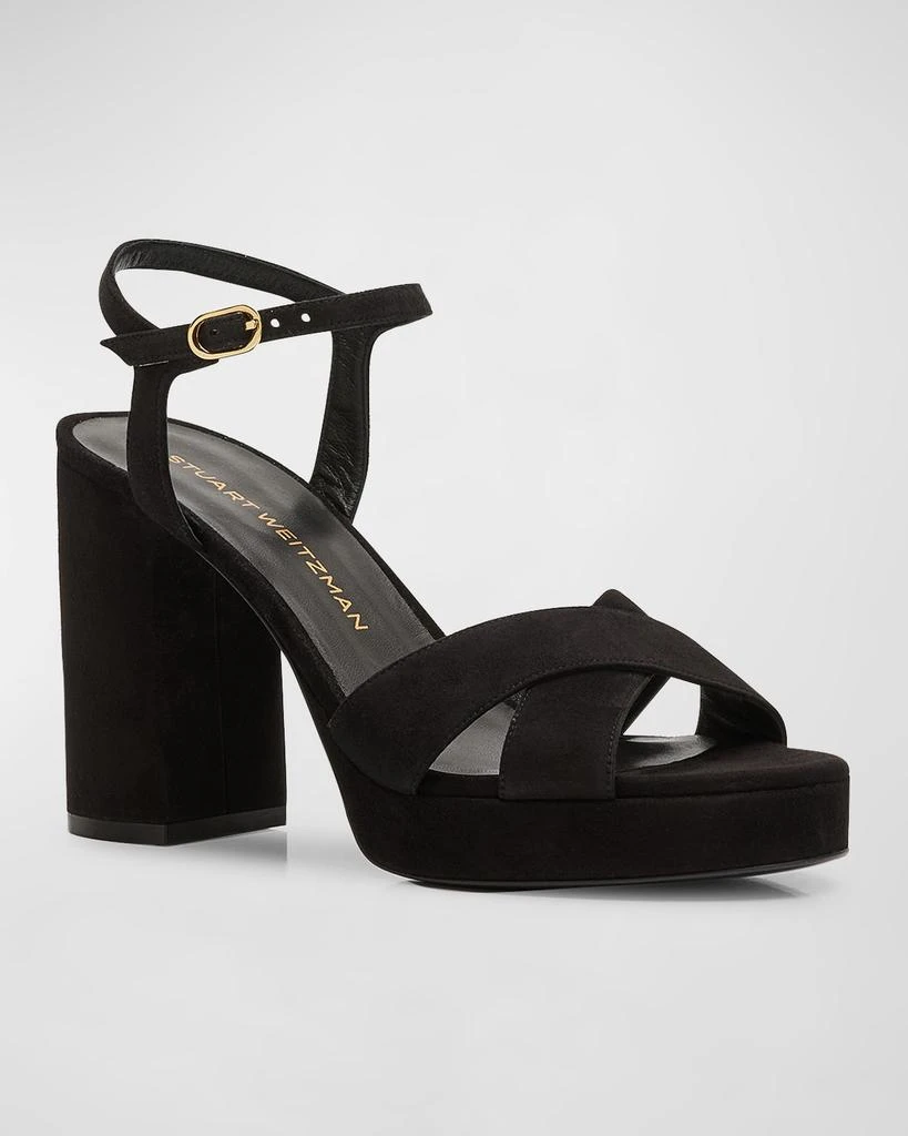 Stuart Weitzman Dayna Suede Crisscross Platform Sandals 3