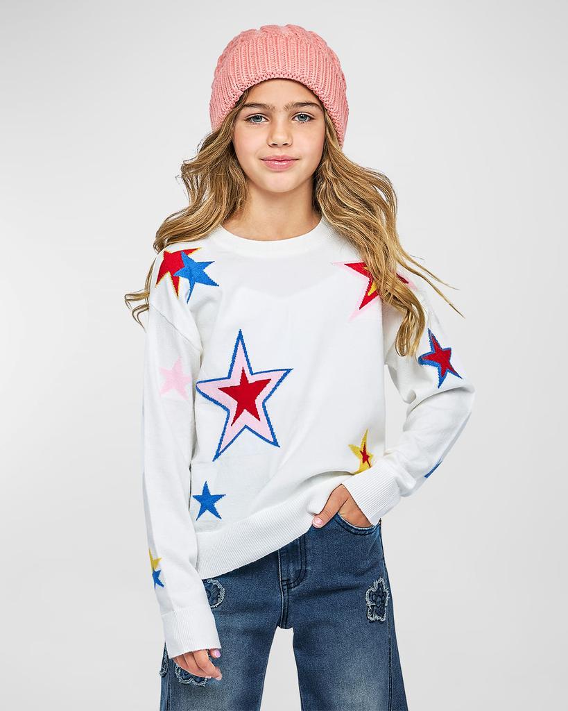 Hannah Banana Girl's Multicolor Star-Print Sweater, Size 4-14
