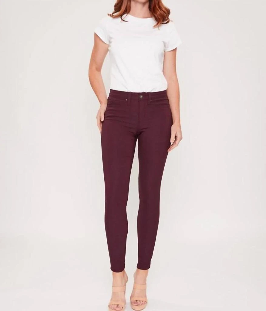 YMI Royalty Mid-Rise Hyperstretch Jean In Plum 1
