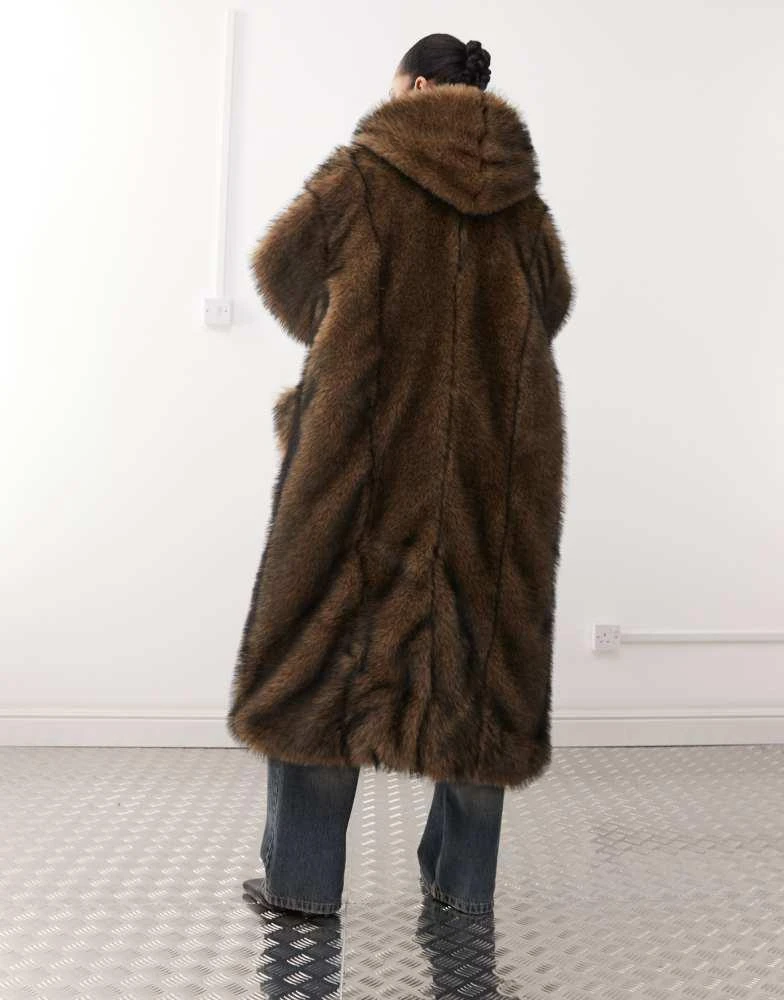 Labelrail Labelrail x Jennifer McKing faux fur maxi hooded coat in natural 4
