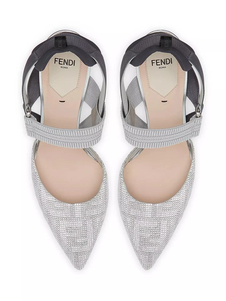 Fendi Colibri 85MM Crystal-Embellished Slingback Pumps 4