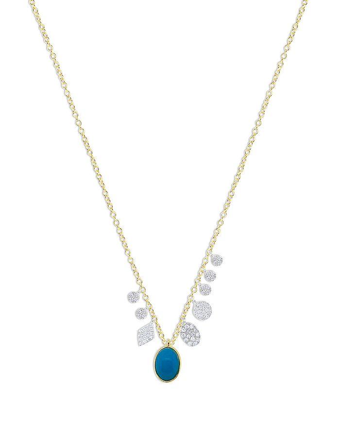 Meira T 14K White & Yellow Gold Turquoise & Diamond Dangle Pendant Necklace, 18-20"