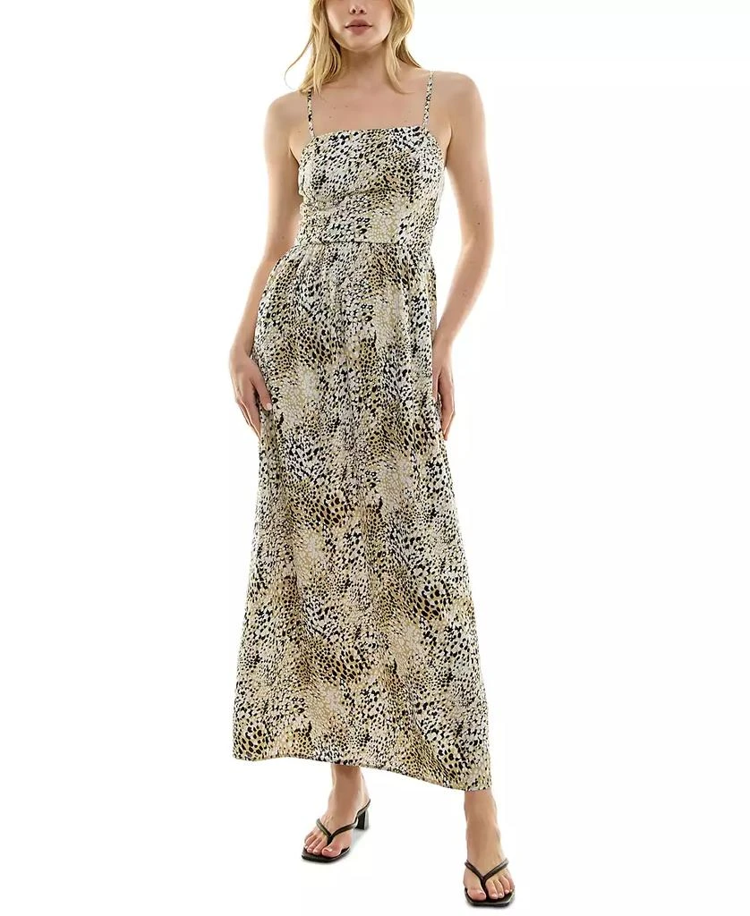 As U Wish Juniors' Animal-Print Square-Neck Maxi Dress 1