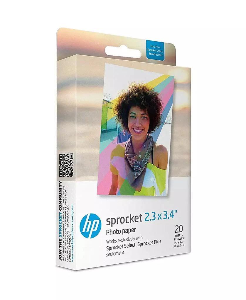 HP Sprocket 2.3x3.4” Premium Zink Sticky Back Photo Paper - 20 Sheets