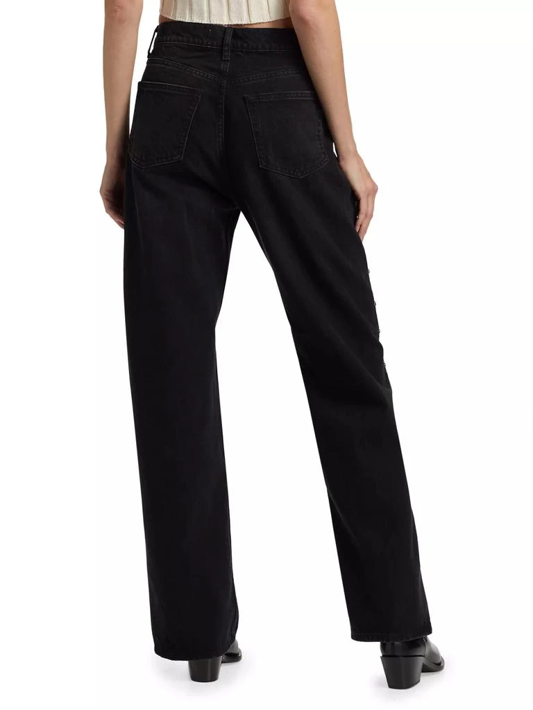 Reformation Cary Studded High-Rise Straight-Leg Jeans 5