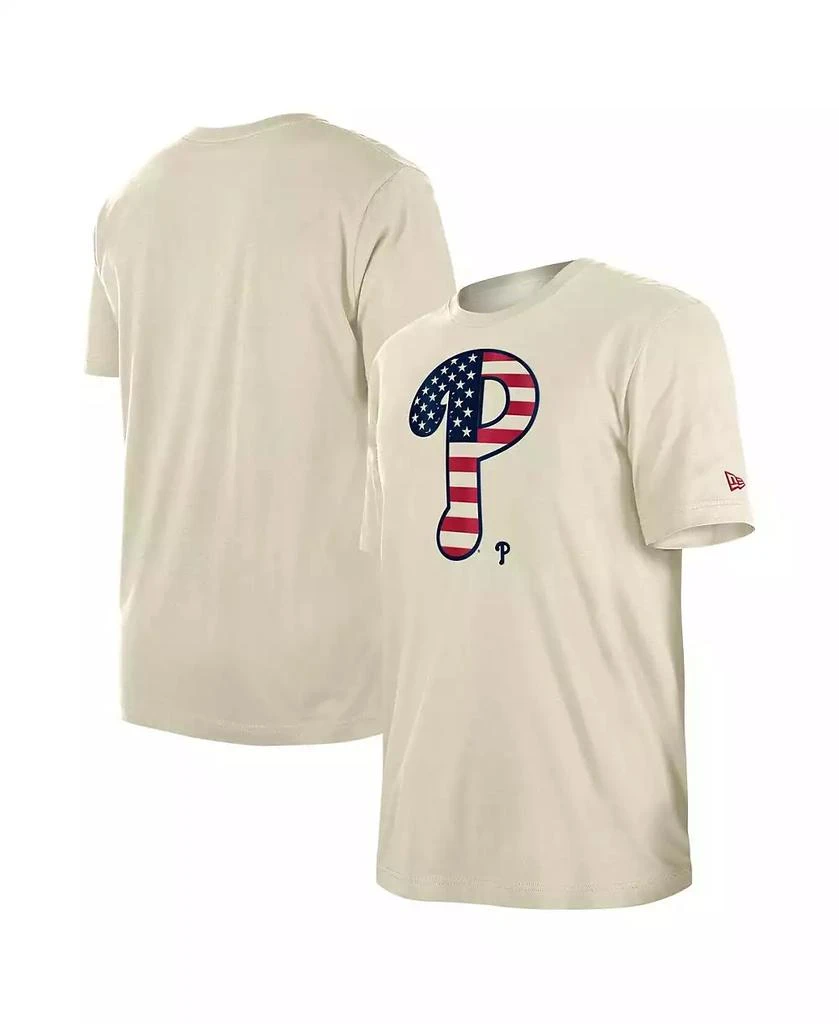 New Era Men's Cream Philadelphia Phillies 4th of July Flag Fill T-Shirt 1